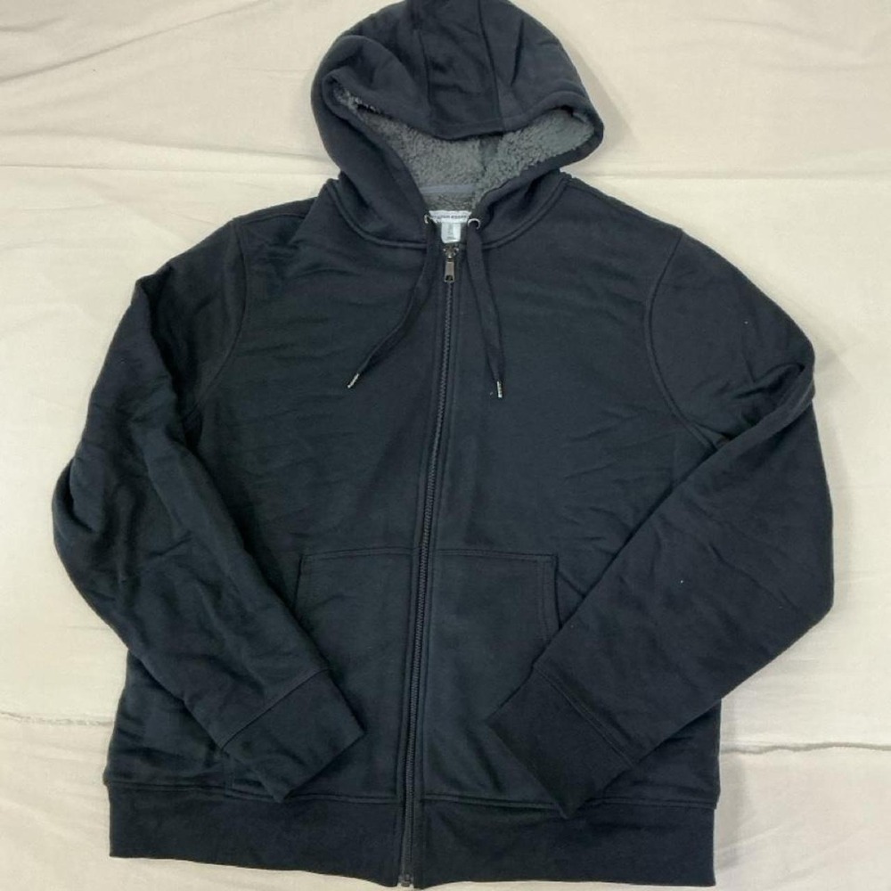 Warm Amazon Essentials black full-zip hoodie